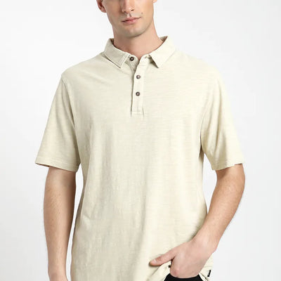 Polera manga corta hombre DT beige - Algodón orgánico slub