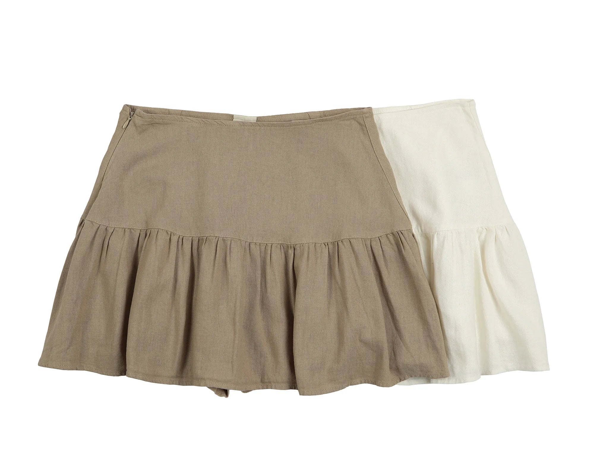 Falda corta Vuelo beige - Lino - Frøens