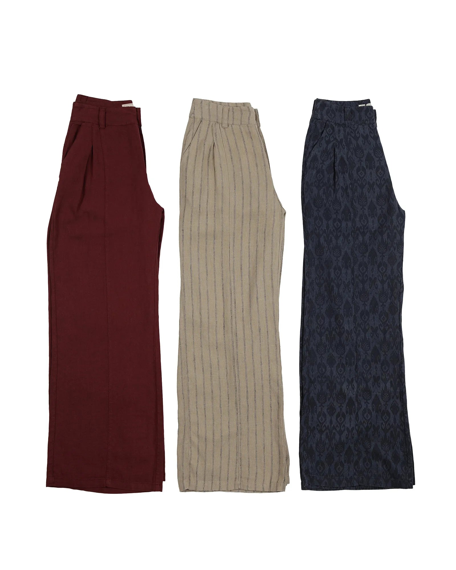 Pantalón mujer Docas rayas beige - Lino - Frøens