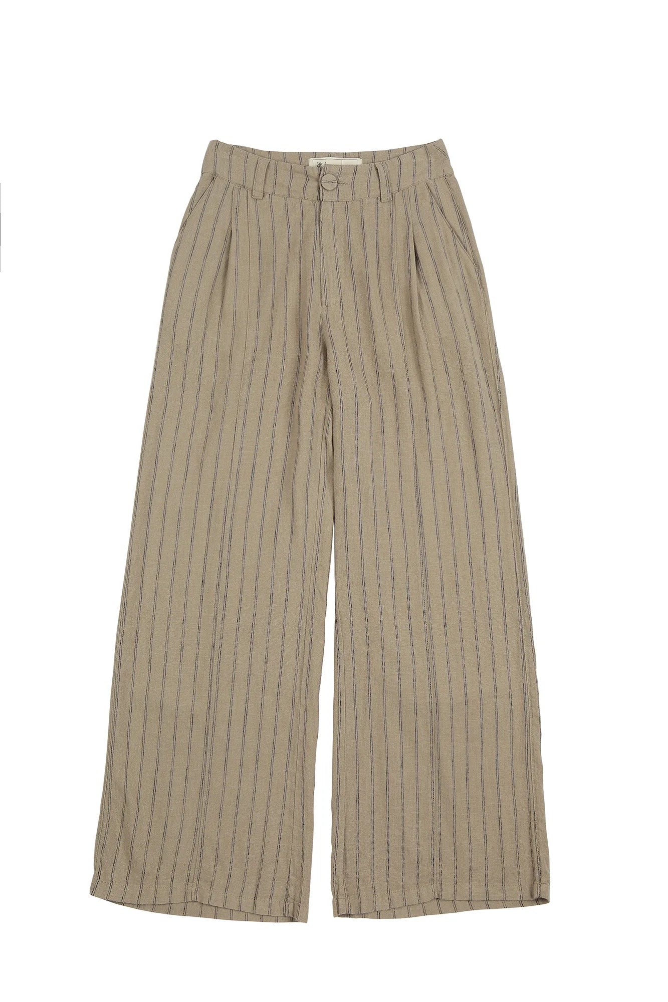 Pantalón mujer Docas rayas beige - Lino - Frøens