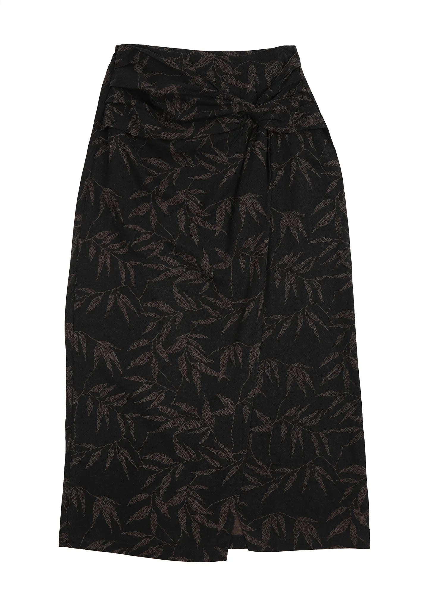 Falda larga Amber hojas café - Lino