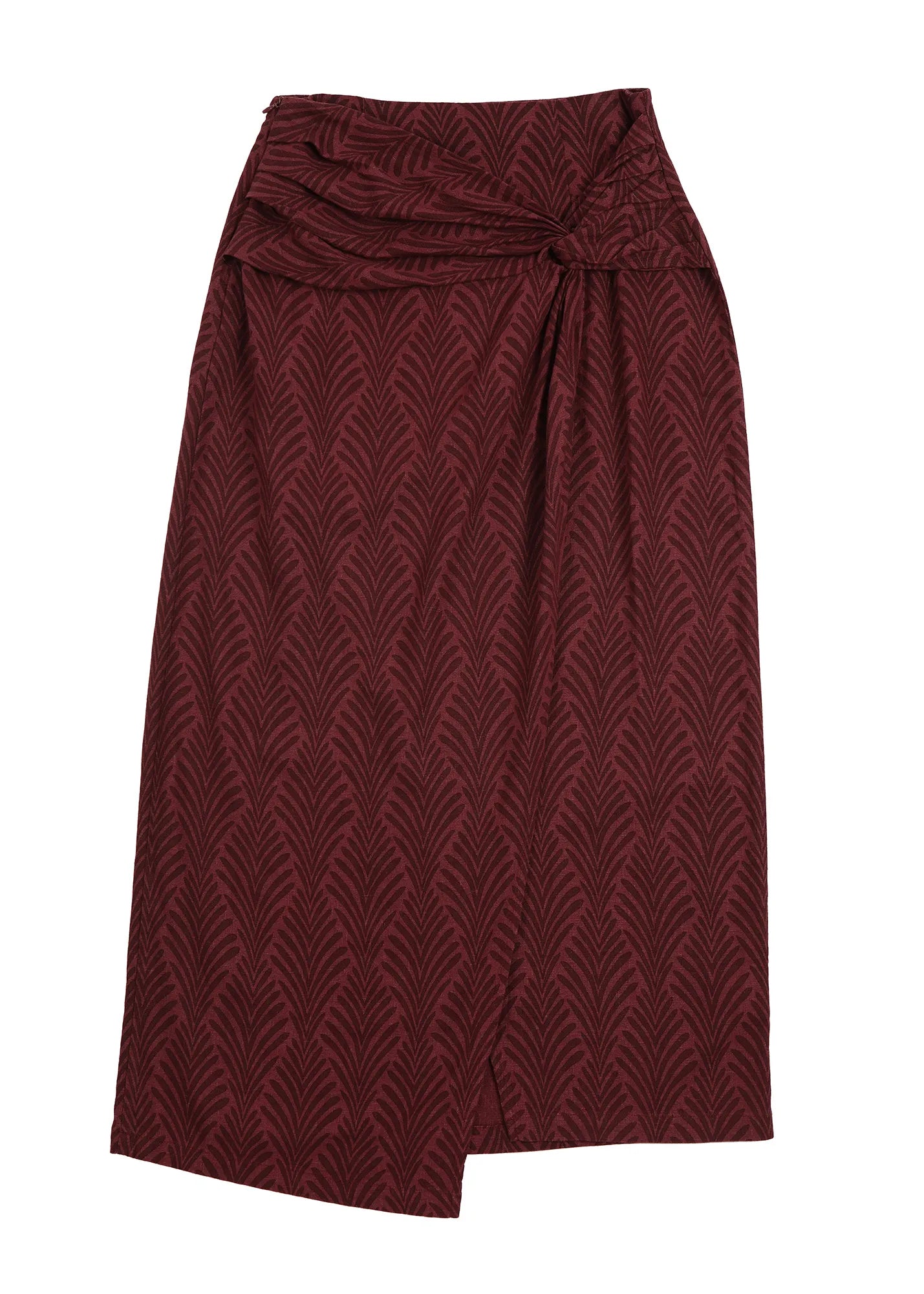 Falda larga Amber print burdeo - Lino