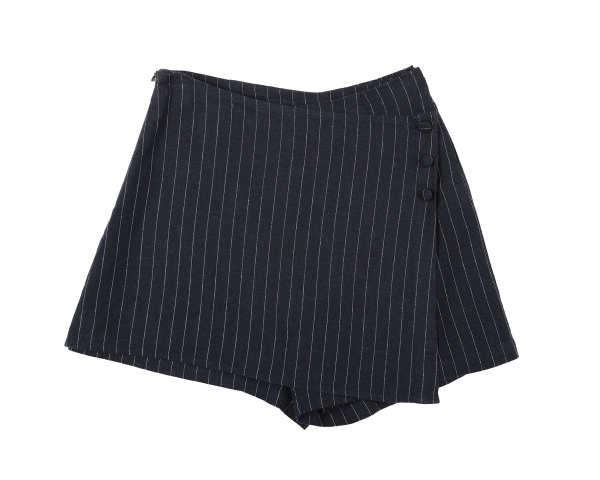 Falda short Sol stripes azul - Lino - Frøens