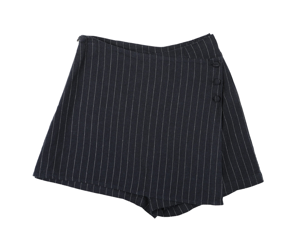 Falda short Sol stripes azul - Lino - Frøens