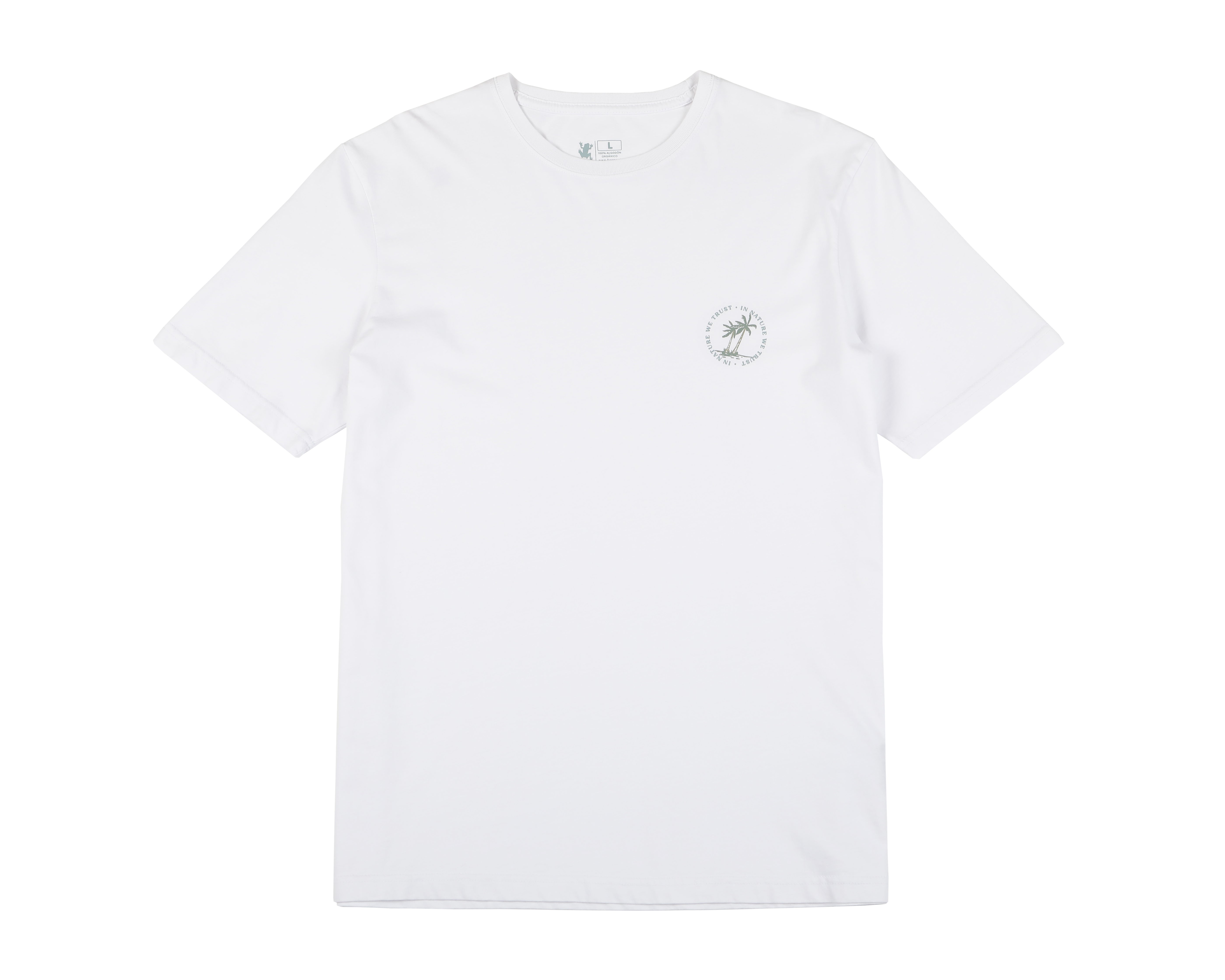Polera manga corta hombre Palmera blanca - Algodón orgánico