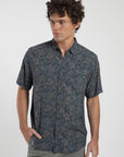 Camisa manga corta Tropical azul - Algodón orgánico
