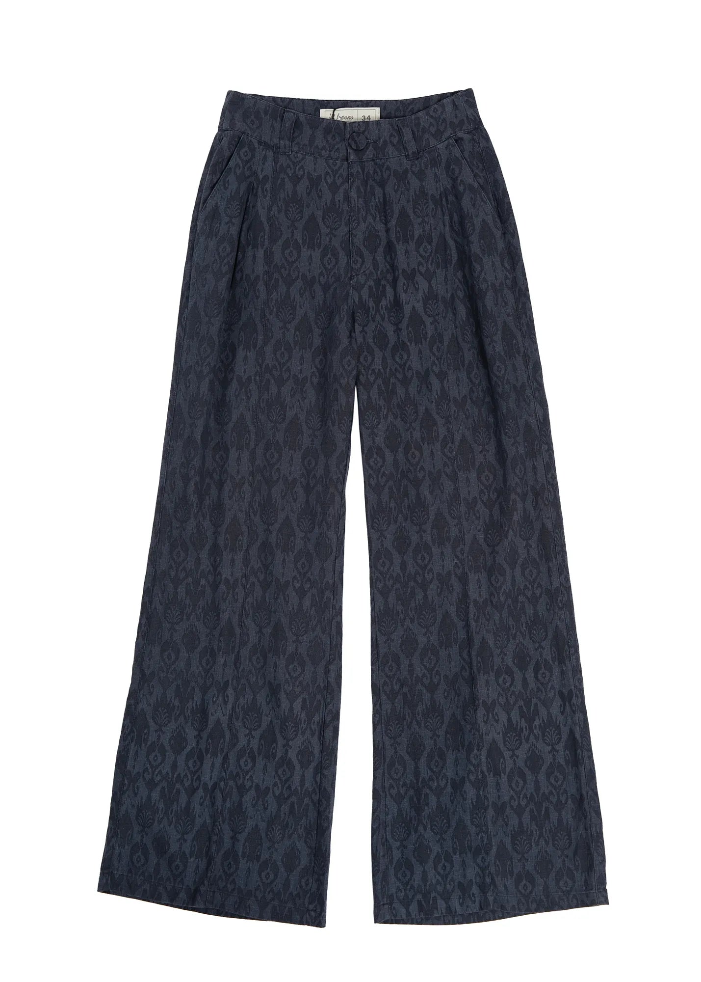 Pantalón mujer Docas print azul - Lino