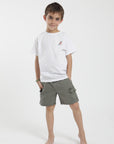 Polera manga corta niño martín pescador blanco