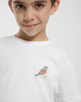 Polera manga corta niño martín pescador blanco