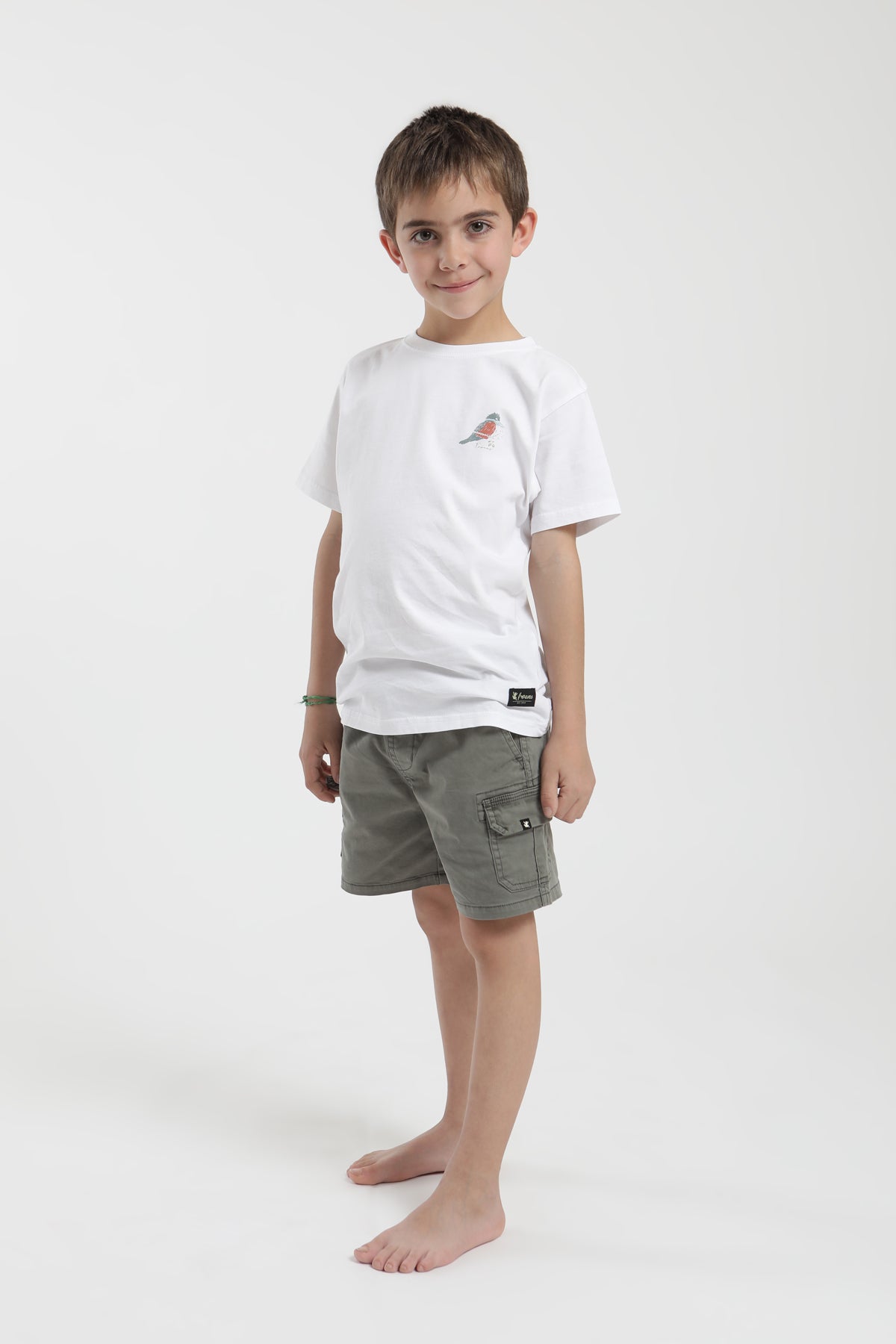 Polera manga corta niño martín pescador blanco