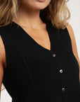 Polera mujer vest tejido negro - Algodón orgánico