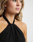 Vestido largo Halter negro - Lino