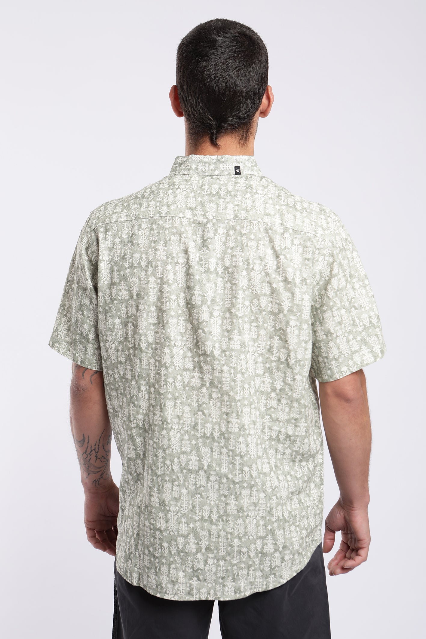 Camisa manga corta Viscosa Detalle verde
