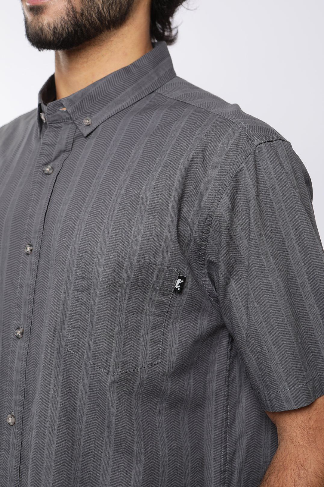 Camisa manga corta Texture Military gris