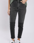 Jeans straight mujer Bicolor gris