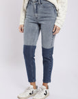 Jeans straight mujer Bicolor azul