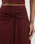 Falda larga Amber print burdeo - Lino