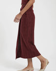Falda larga Amber print burdeo - Lino