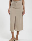 Falda larga Lisa beige - Lino - Frøens