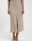 Falda larga Lisa beige - Lino - Frøens