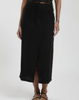 Falda larga Lisa negro - Lino - Frøens
