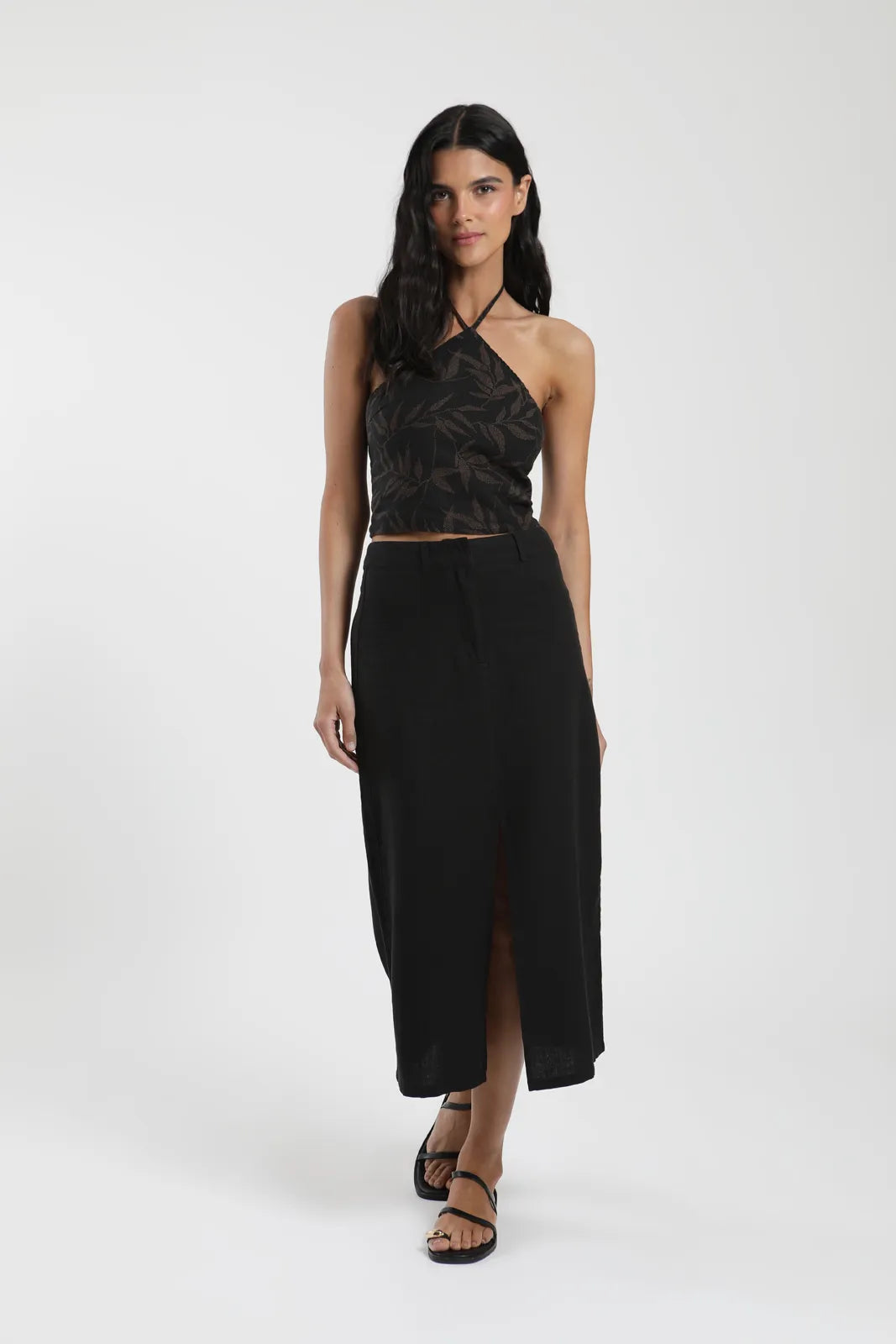 Falda larga Lisa negro - Lino - Frøens