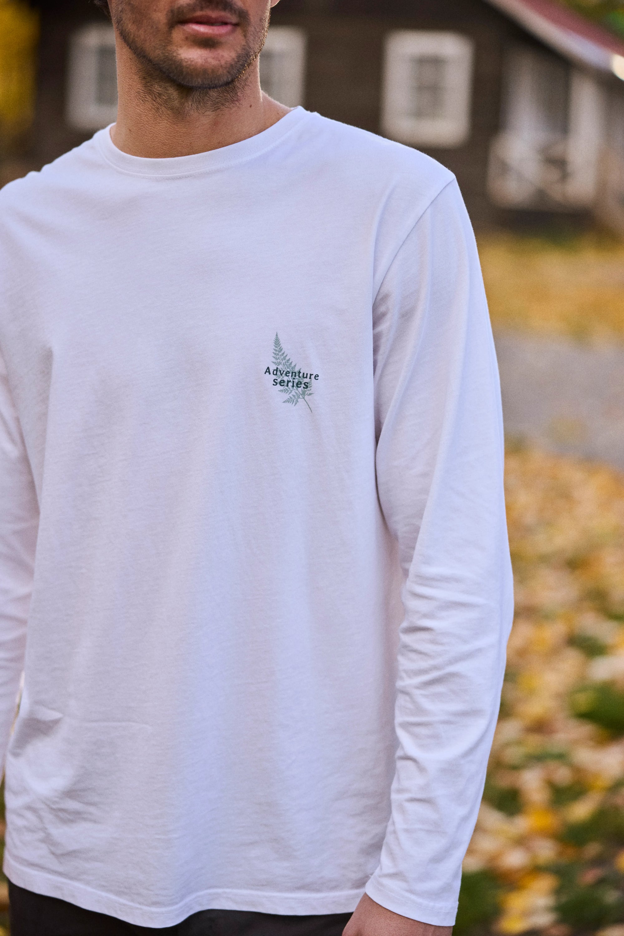 Polera manga larga hombre Hoja blanca - Algodón orgánico - Frøens