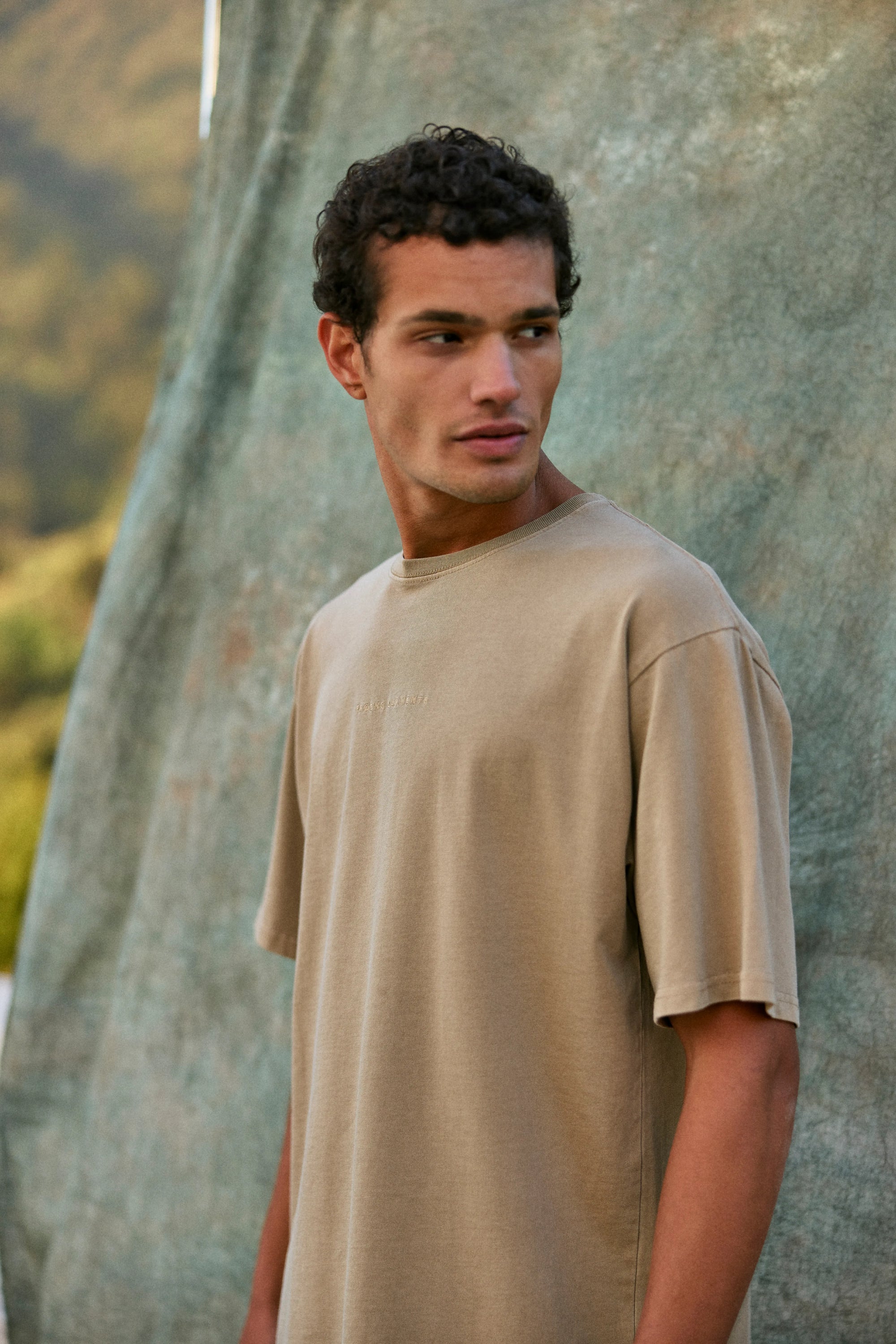 Polera manga corta hombre Oversize camel - Algodón orgánico - Frøens