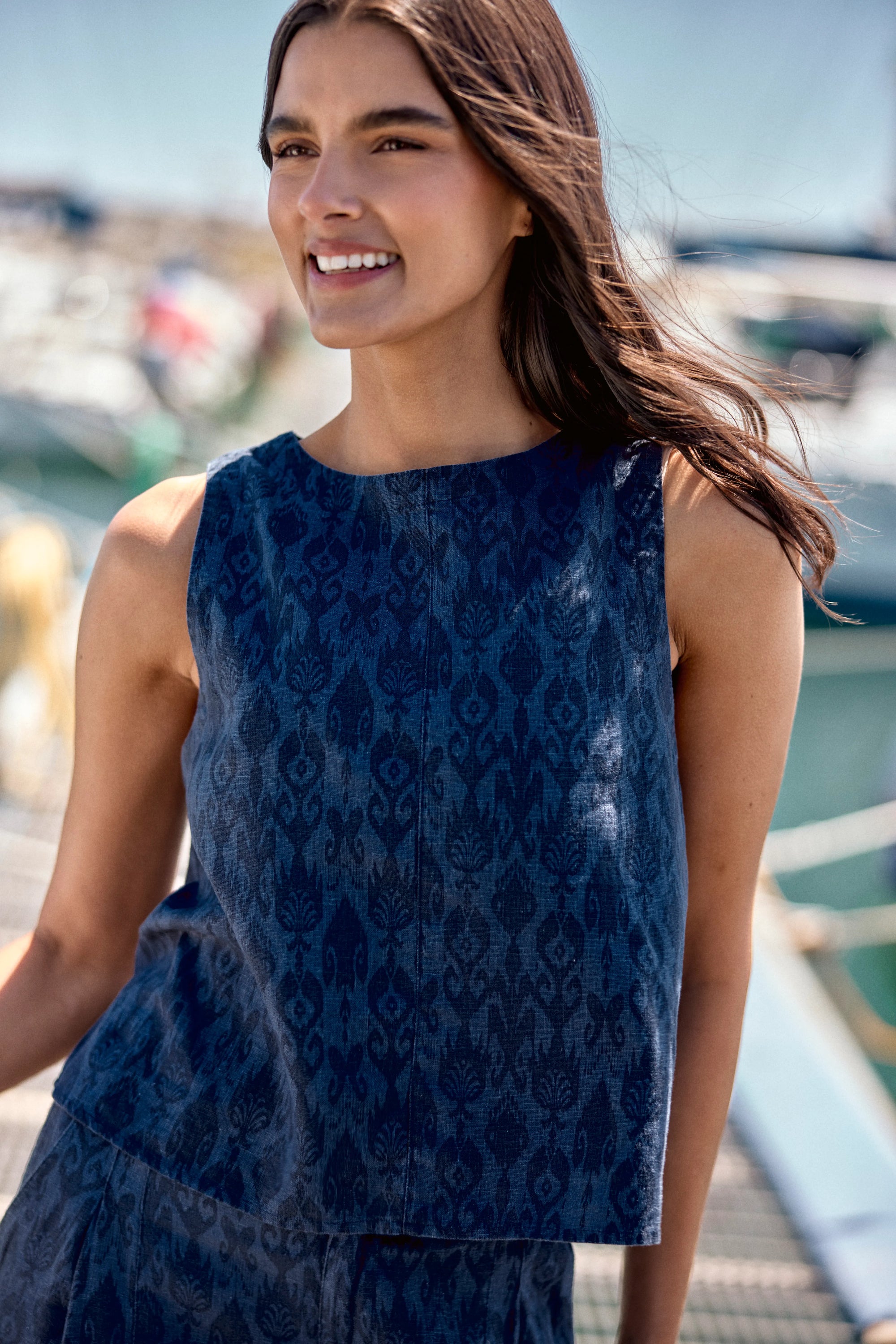 Blusa Caulle print azul - Lino - Frøens