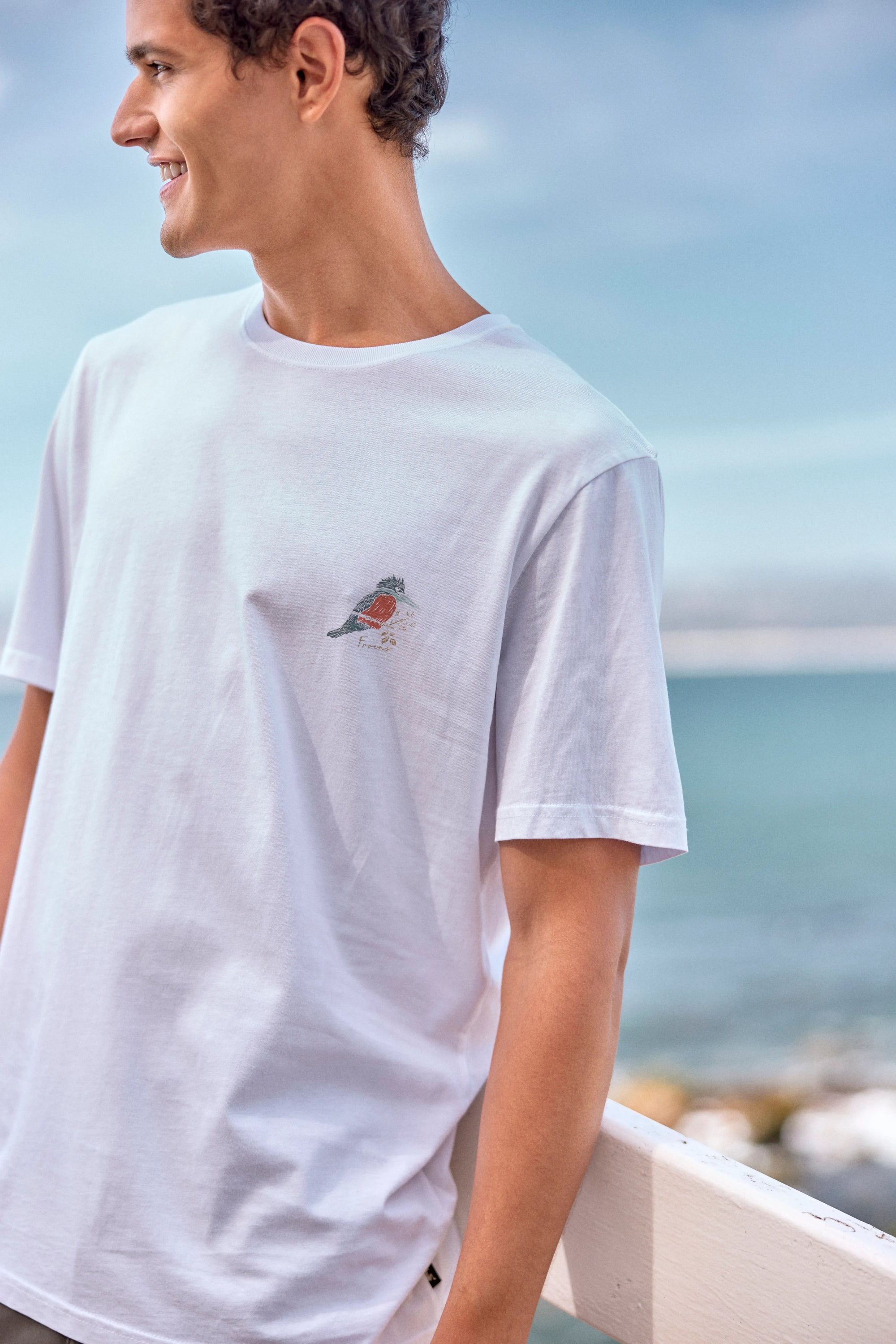 Polera manga corta hombre Martín Pescador blanco - Algodón orgánico - Frøens