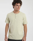 Polera manga corta hombre Mao beige - Algodón orgánico