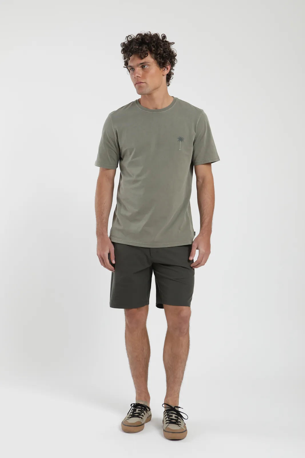 Polera manga corta hombre Palmeras verde - Algodón orgánico