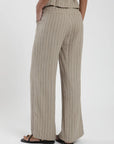 Pantalón mujer Docas rayas beige - Lino - Frøens