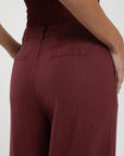 Pantalón mujer Docas burdeo - Lino