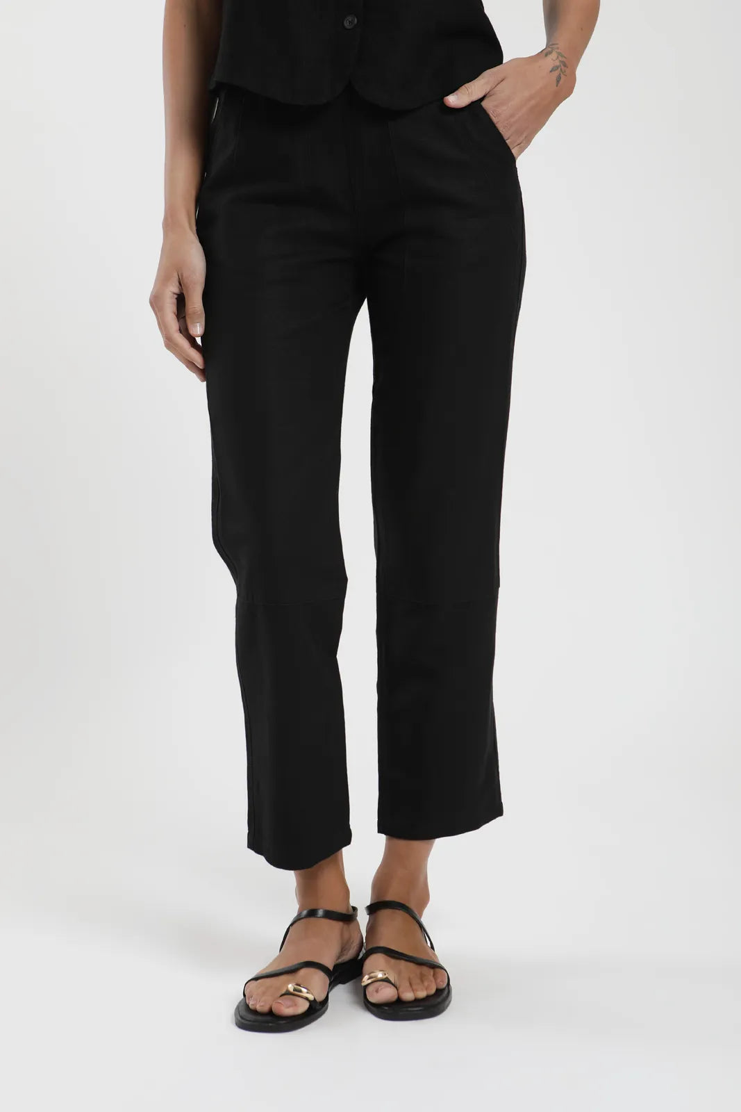 Pantalón mujer Iris negro - Lino