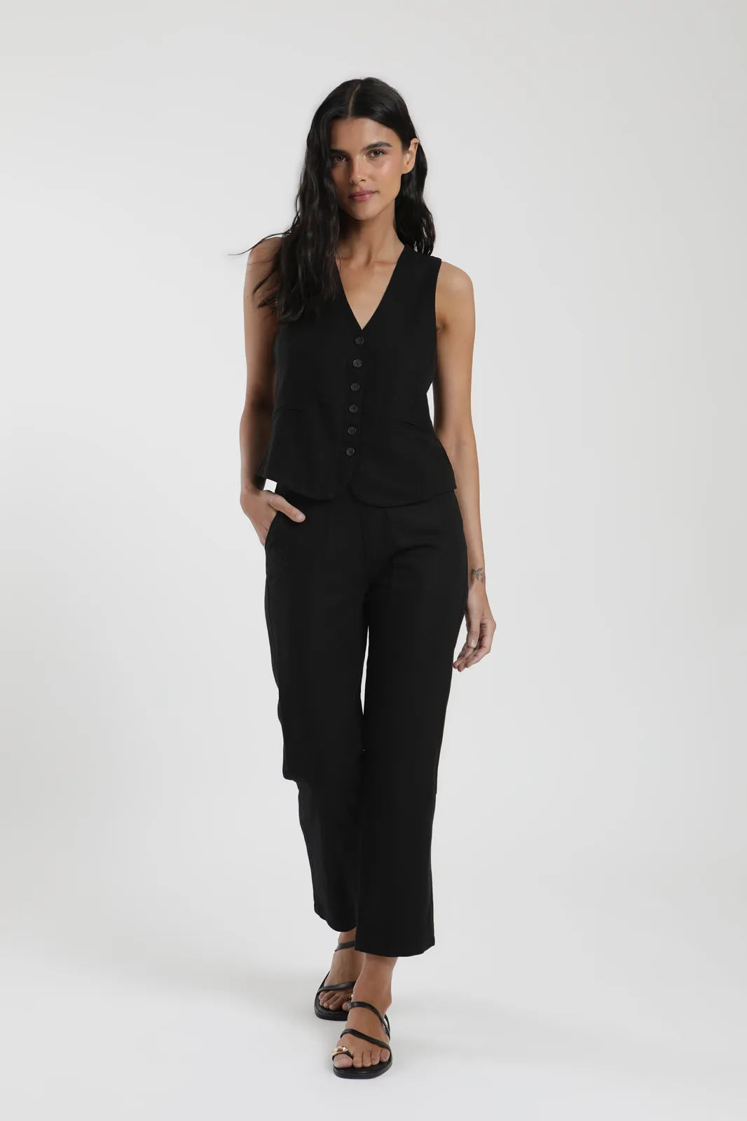 Pantalón mujer Iris negro - Lino