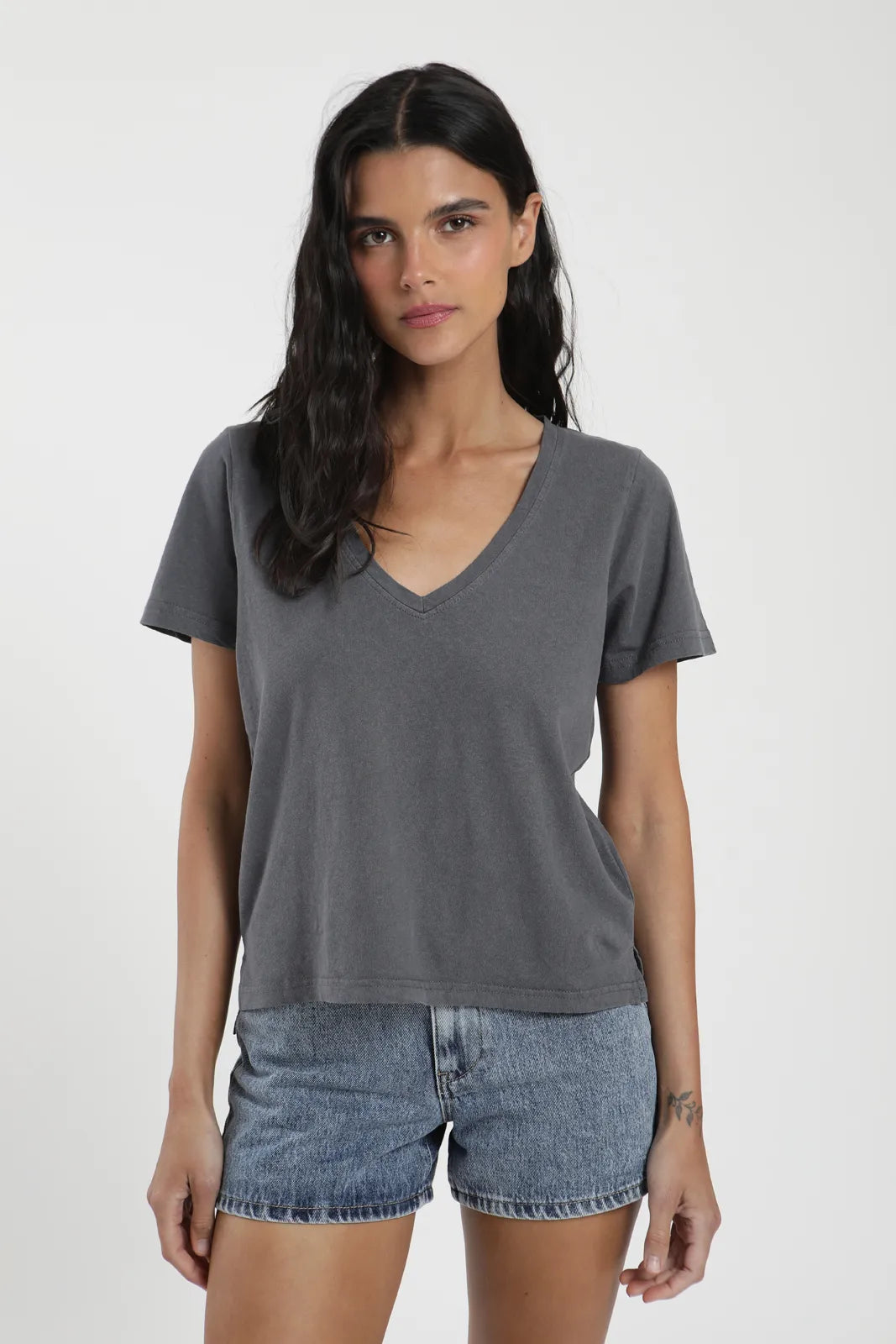 Polera mujer manga corta Basic grafito - XS