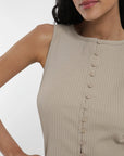 Polera mujer sin mangas Olympia beige - Algodón orgánico - Frøens