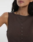 Polera mujer sin mangas Olympia café - Algodón orgánico