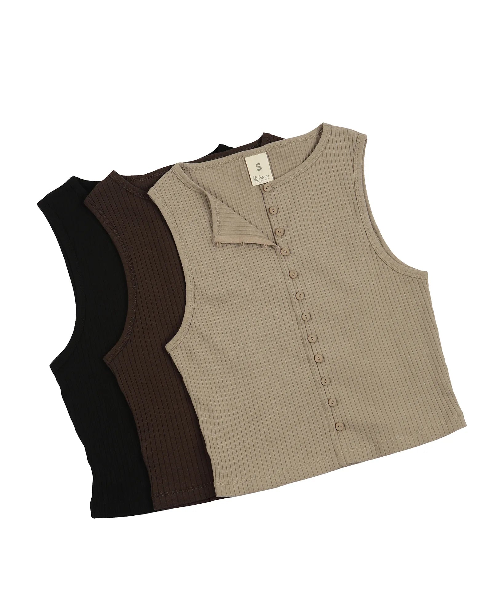 Polera mujer sin mangas Olympia negro - Algodón orgánico