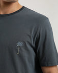 Polera manga corta hombre Palmeras azul - Algodón orgánico
