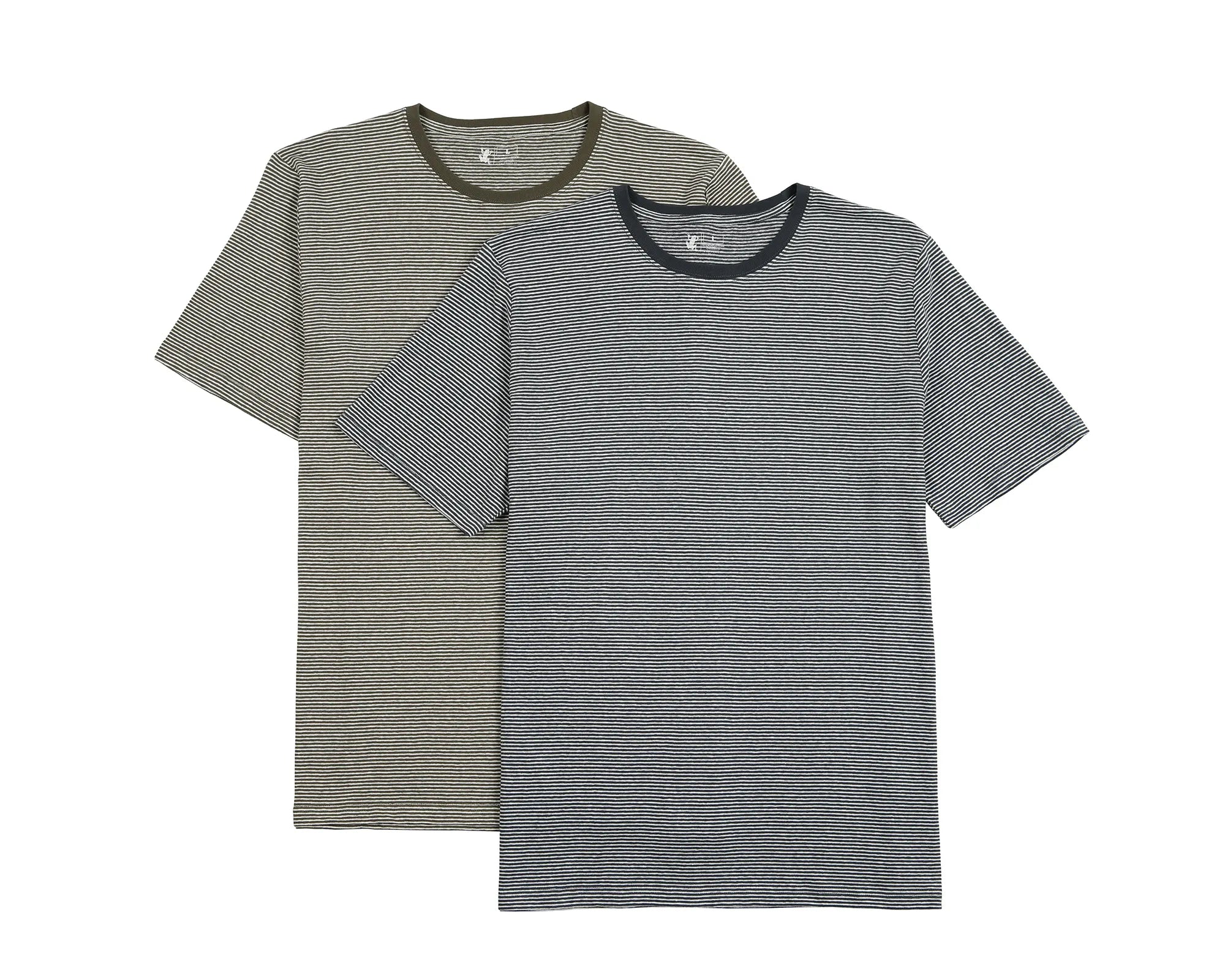 Polera manga corta hombre Rayas Tejida azul - Lino