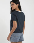 Polera mujer manga corta Round azul - Algodón orgánico - Frøens