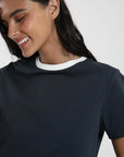 Polera mujer manga corta Round azul - Algodón orgánico - Frøens