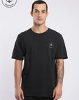 Polera manga corta hombre Araucaria negro - Algodón orgánico slub.