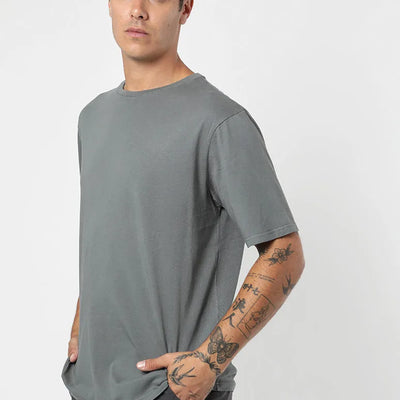 Polera manga corta hombre Plain verde - Algodón orgánico.