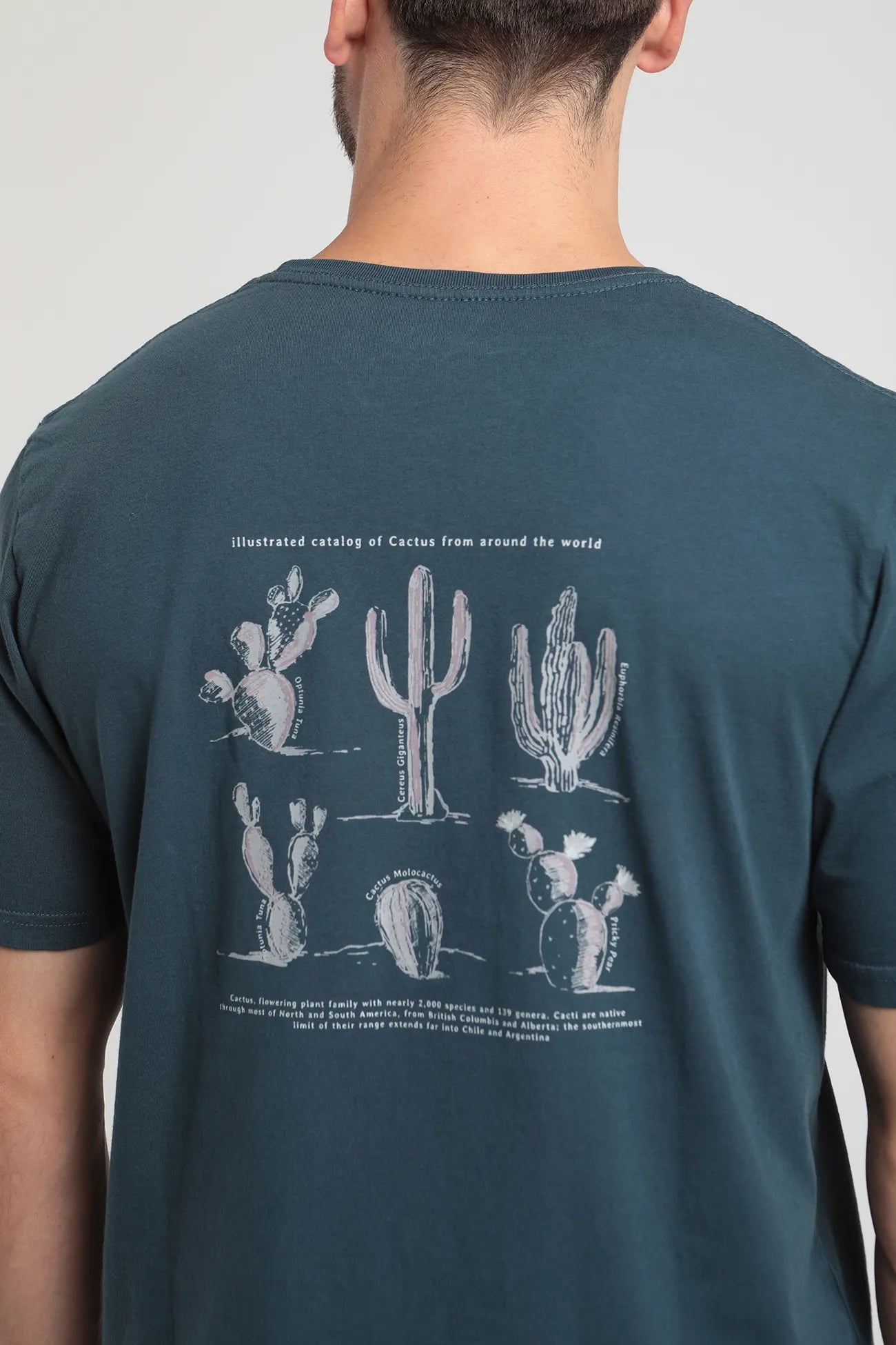 Polera manga corta hombre cactus azul - Algodón orgánico