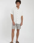 Short hombre de Lino rayas taupe