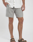 Short hombre de Lino rayas taupe
