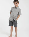 Camisa manga corta kids Lineas Flores Taupe - Algodón orgánico - Frøens